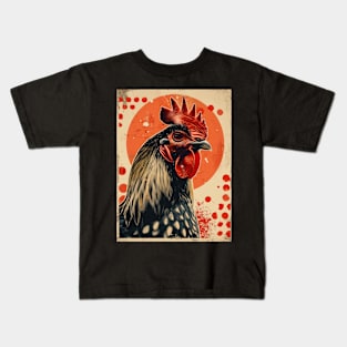 Retro Japanese style chicken poster Kids T-Shirt